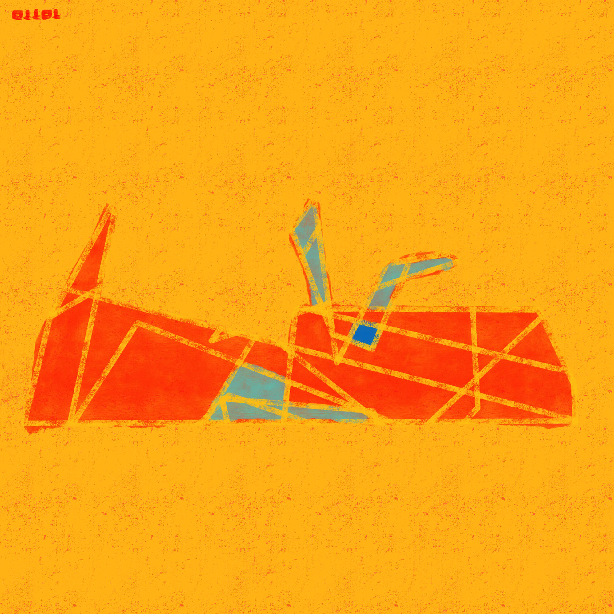 Abstract Dogs by TOTTO — contemporary abstract dog artwork with geometric forms in orange, yellow and blue.